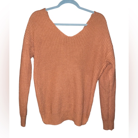 Love Tree Sweaters - Love Tree Long Sleeve Twisted Back Pink Sweater Women’s Small
